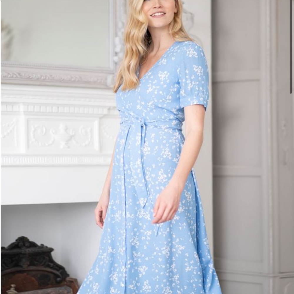 Like new! Blue Floral Maternity & Nursing Midi Dress from Seraphine